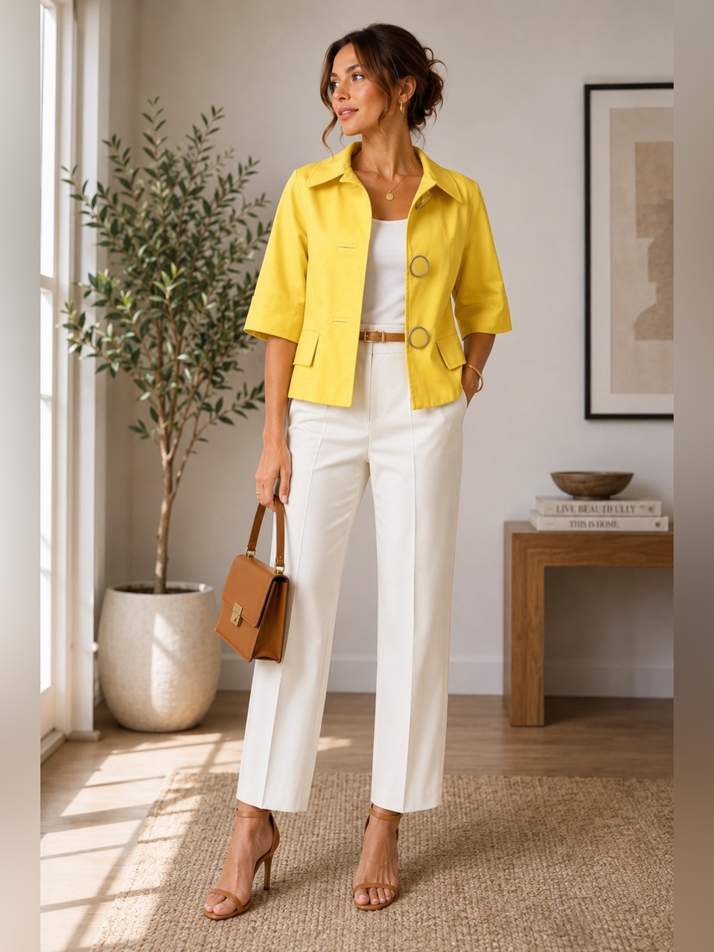 Vintage Jessica by Sears Bright Yellow Short Sleeve Blazer wLarge Metal Buttons